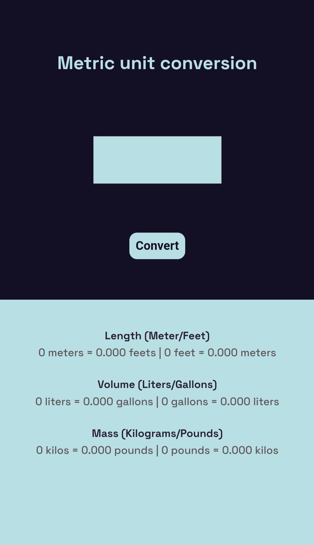 screenshot of a unit converter